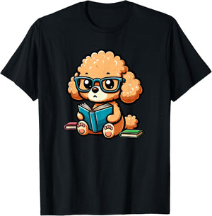 Toy Poodle Reading Funny Dog Book Lover T-Shirt - T-Shirt | Black