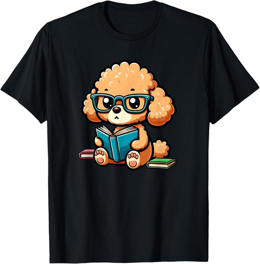 Toy Poodle Reading Funny Dog Book Lover T-Shirt - T-Shirt | Black