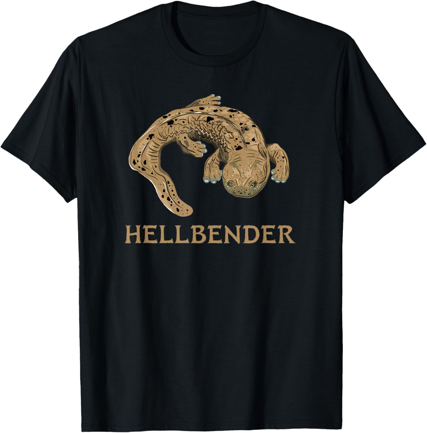 Hellbender Giant Salamander Cryptobranchus alleganiensis T-Shirt - T-Shirt | Black