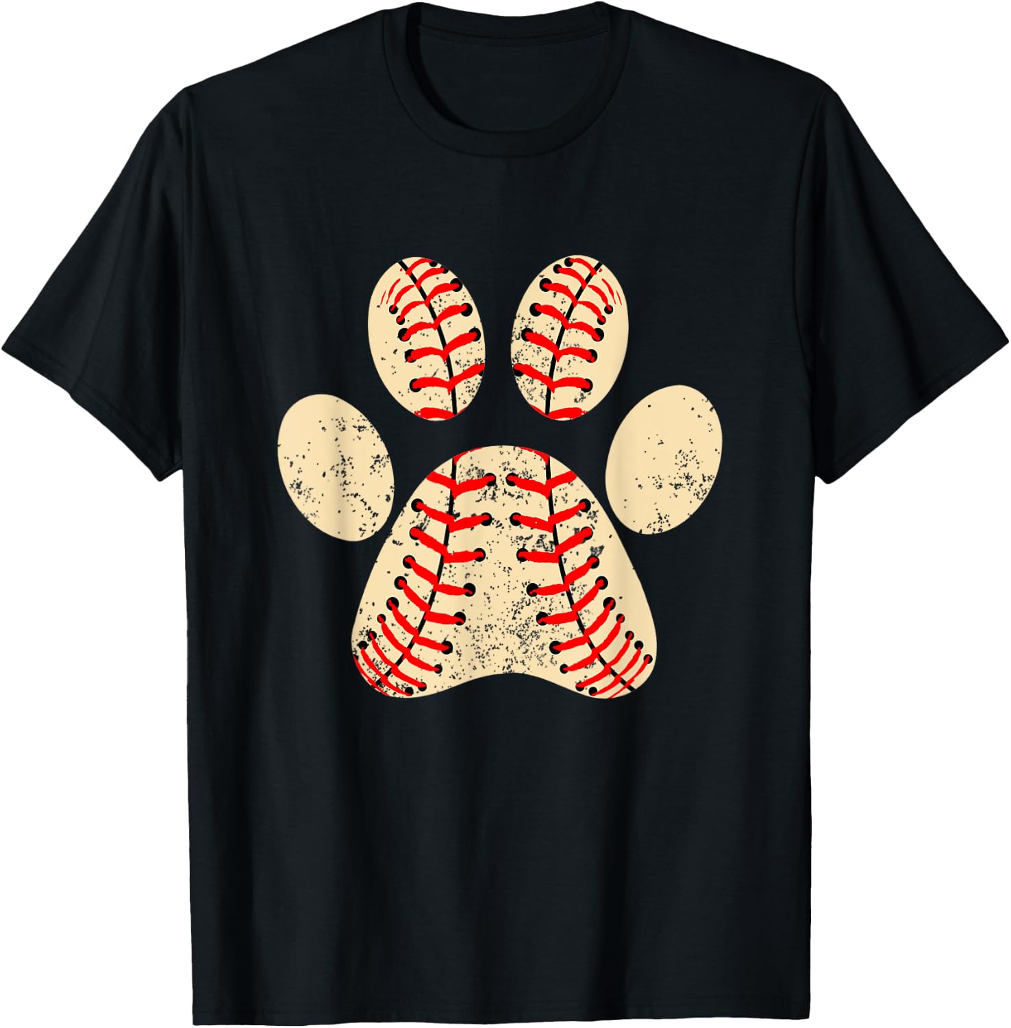 Baseball Dog Paw Print Sports Puppy Lover Mom Dad T-Shirt - T-Shirt | Black