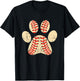 Baseball Dog Paw Print Sports Puppy Lover Mom Dad T-Shirt - T-Shirt | Black