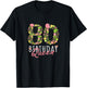 80th Birthday Queen 80th Years Old Woman Floral B-day Theme T-Shirt - T-Shirt | Black