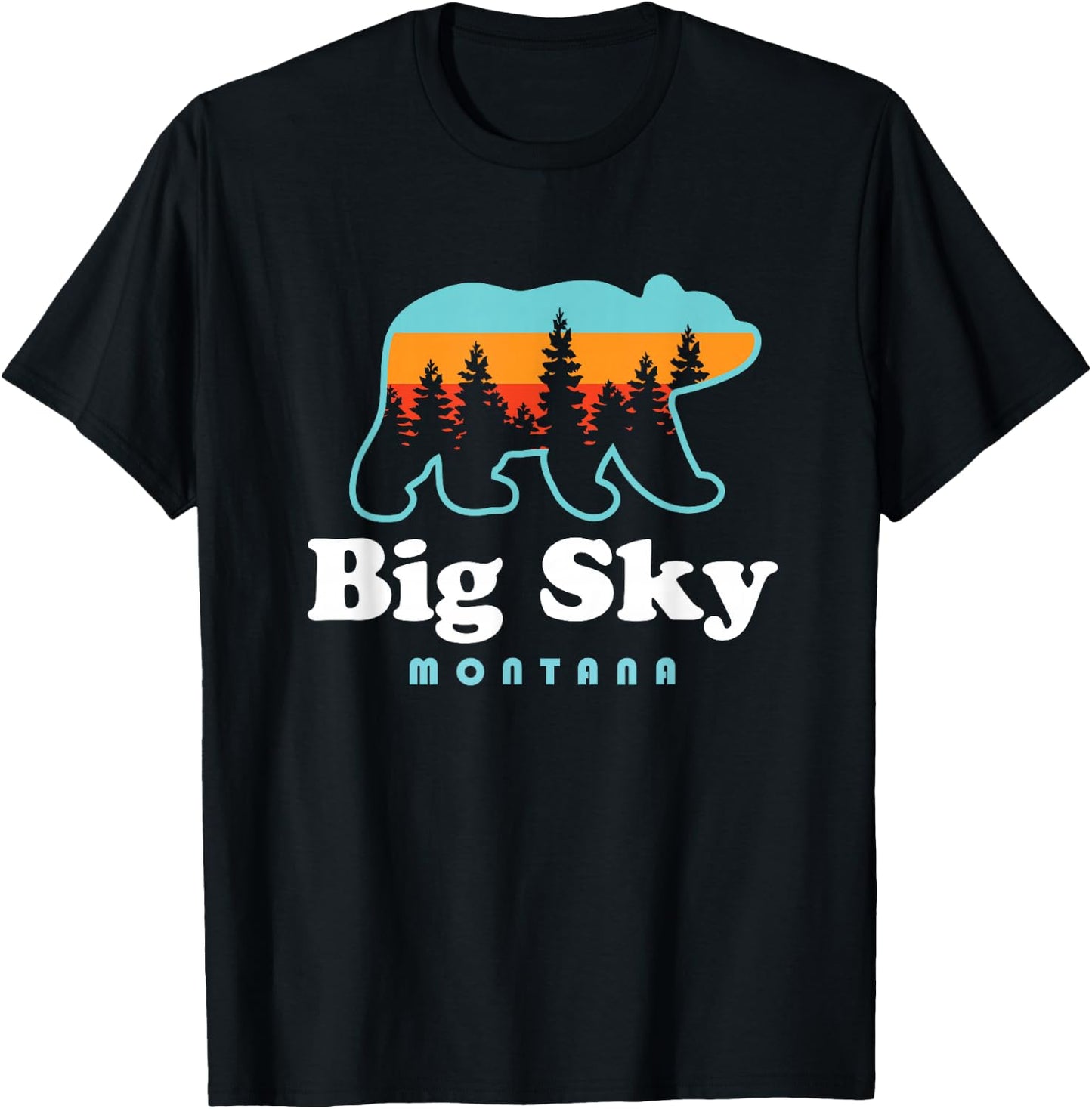 Big Sky Montana Bear Mountains Ski Trees T-Shirt - T-Shirt | Black