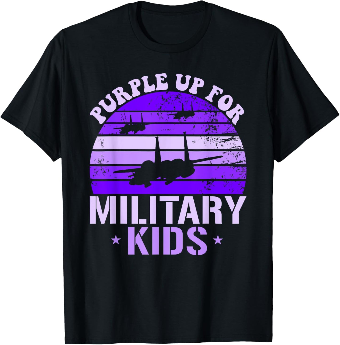 Purple Up For Military Kids F-15 Eagle Kids Purple Up T-Shirt - T-Shirt | Black