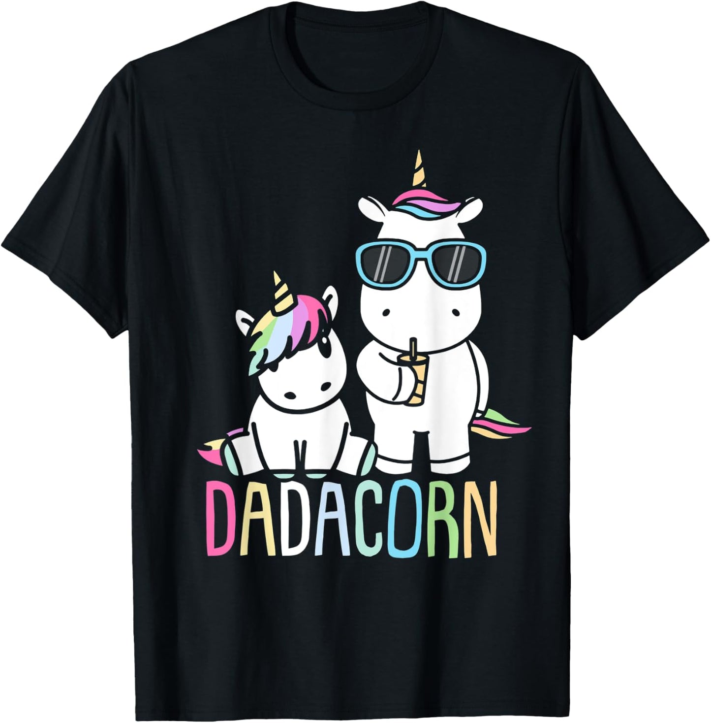 Funny Father's Day Dadacorn Shirt Unicorn Dad Baby T-Shirt - T-Shirt | Black