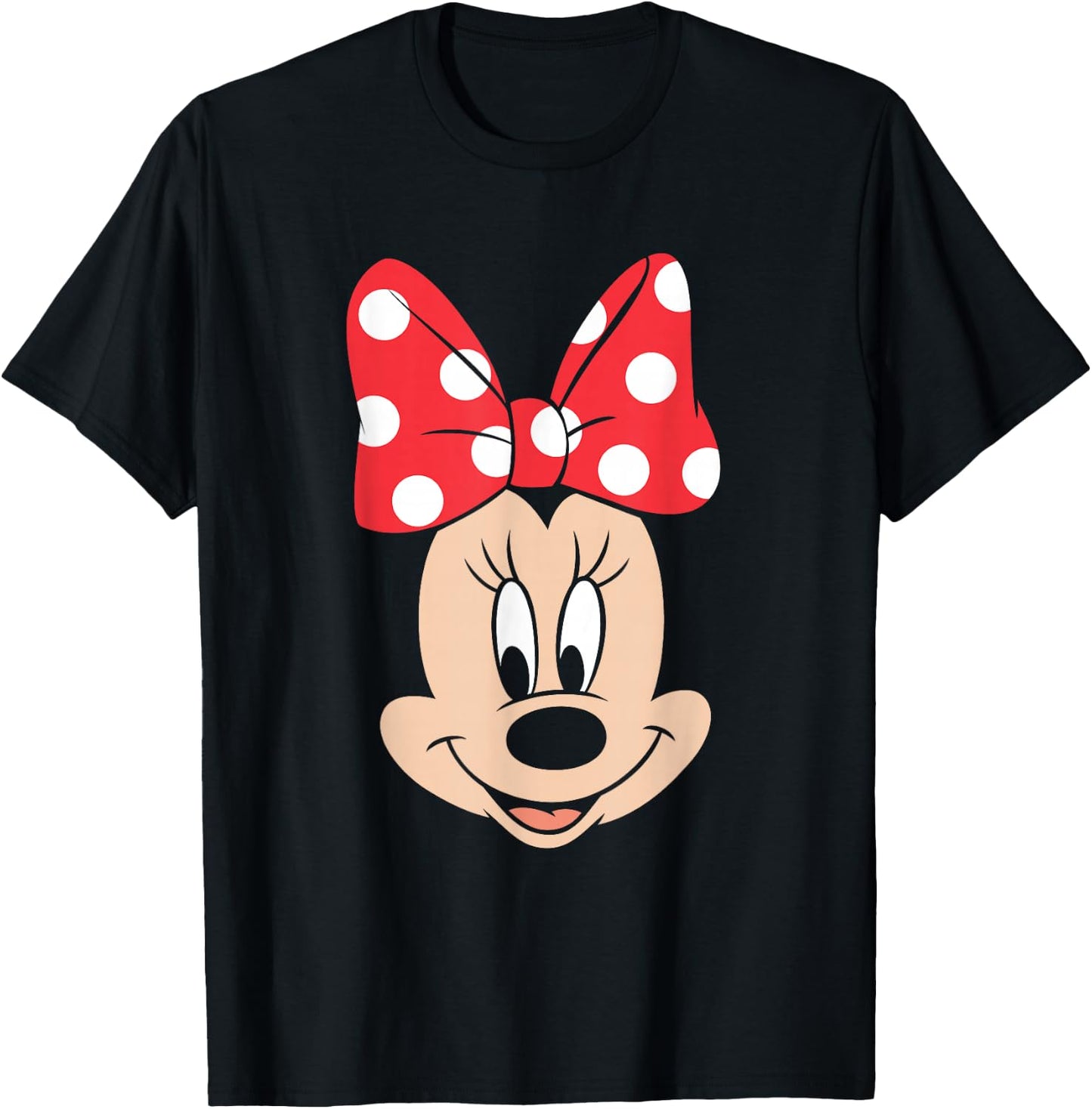 Disney Minnie Mouse Polka Dot Bow Big Face T-Shirt - T-Shirt | Black