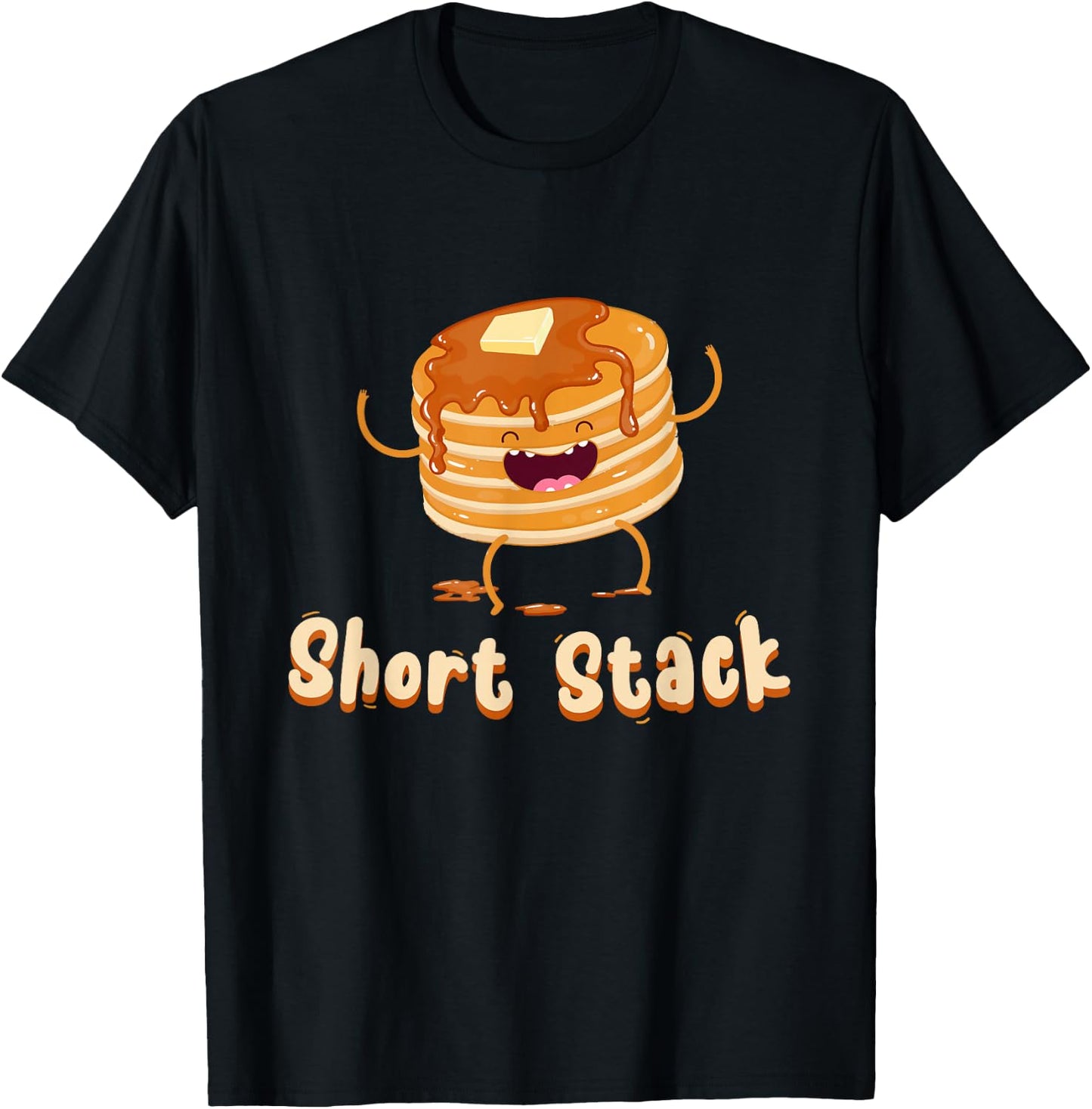 Short Stack of Pancakes Kawaii - Maple Syrup Day T-Shirt - T-Shirt | Black