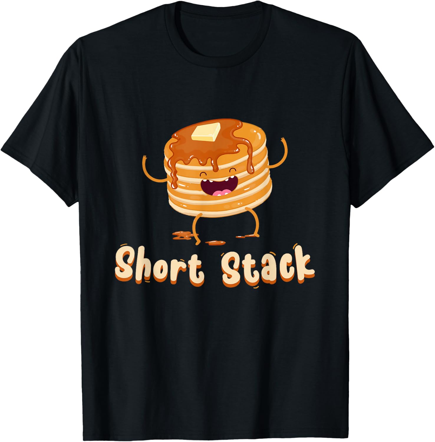 Short Stack of Pancakes Kawaii - Maple Syrup Day T-Shirt - T-Shirt | Black