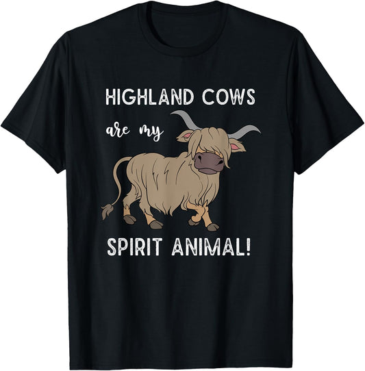 Scottish Farmer Gift Farm Animal Scotland Highland Cow T-Shirt - T-Shirt | Black