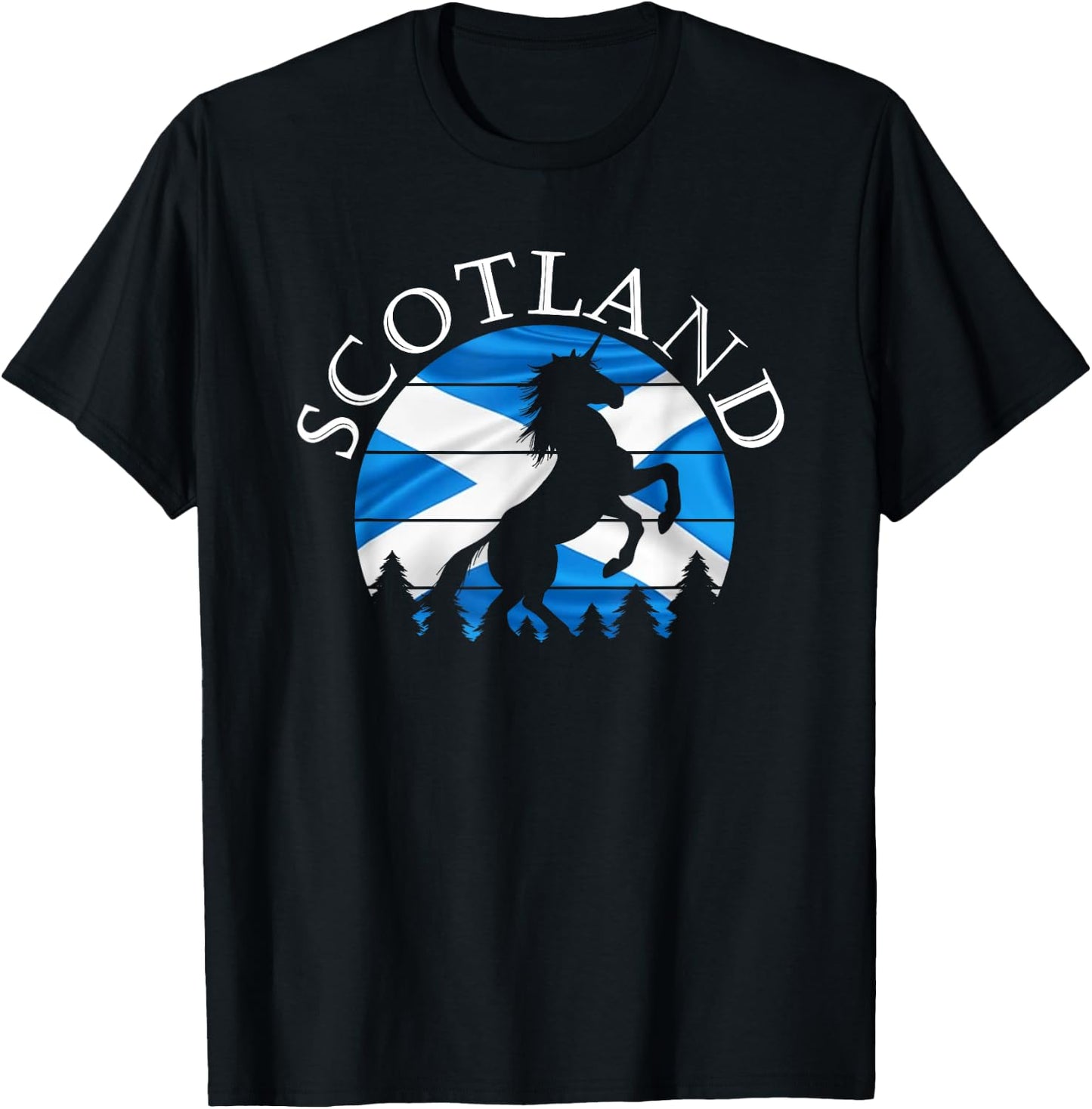 Scottish Pride Scotland Unicorn Scotland Flag Saltire T-Shirt - T-Shirt | Black