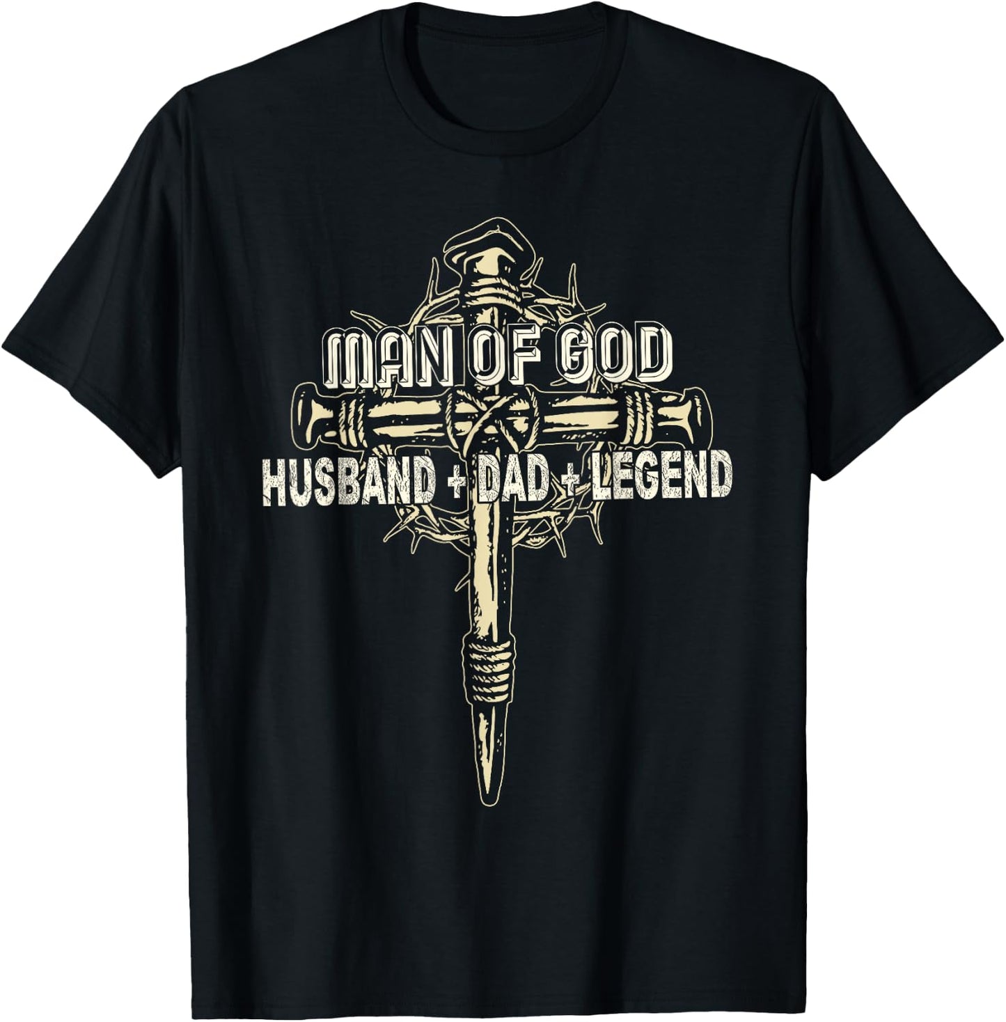 Man Of God Husband Dad Happy Father's Day Proud Christian T-Shirt - T-Shirt | Black
