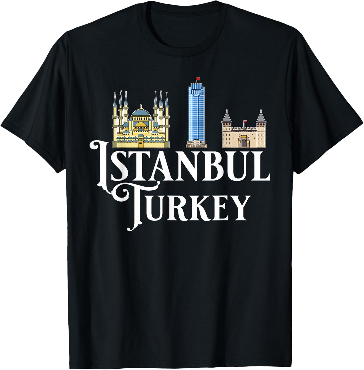 Istanbul Turkey City Skyline Map Travel T-Shirt - T-Shirt | Black