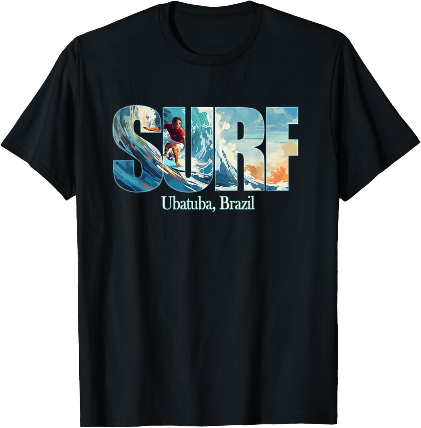 Ubatuba, Brazil Beach Surfing Men Women Girls Kids T-Shirt - T-Shirt | Black