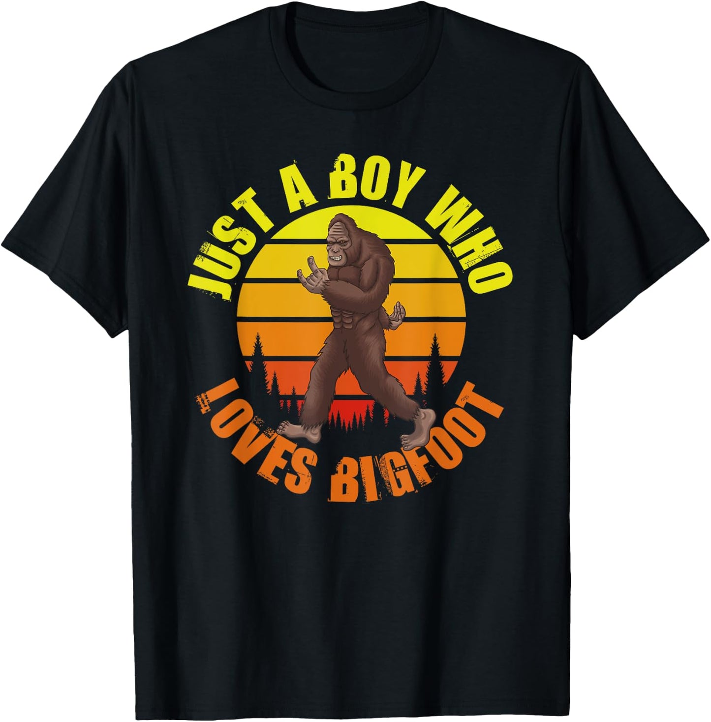 Just A Boy Who Loves Bigfoot T-Shirt - T-Shirt | Black