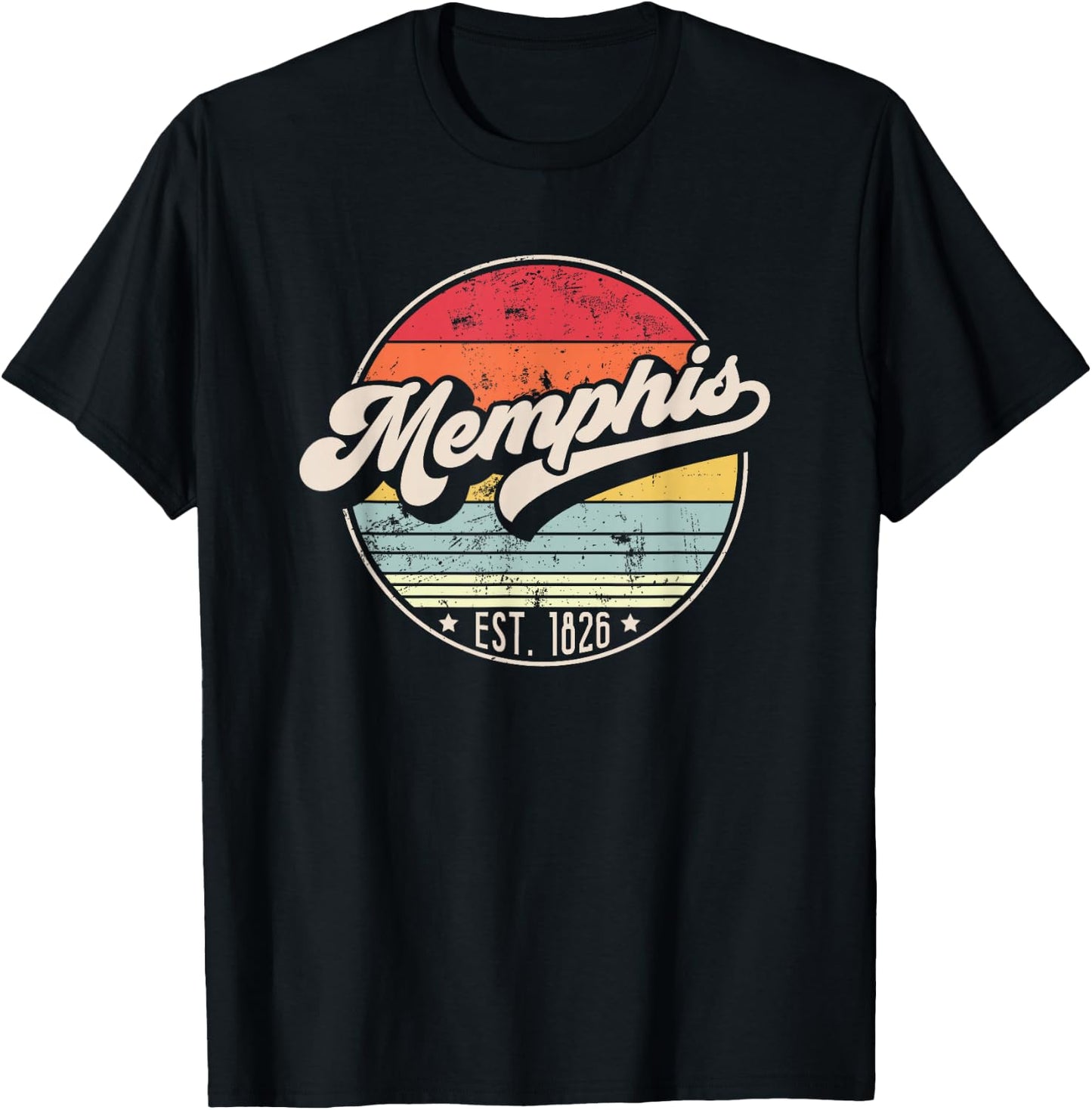 Retro Memphis TN Home City 70s Style Sunset Gift T-Shirt - T-Shirt | Black