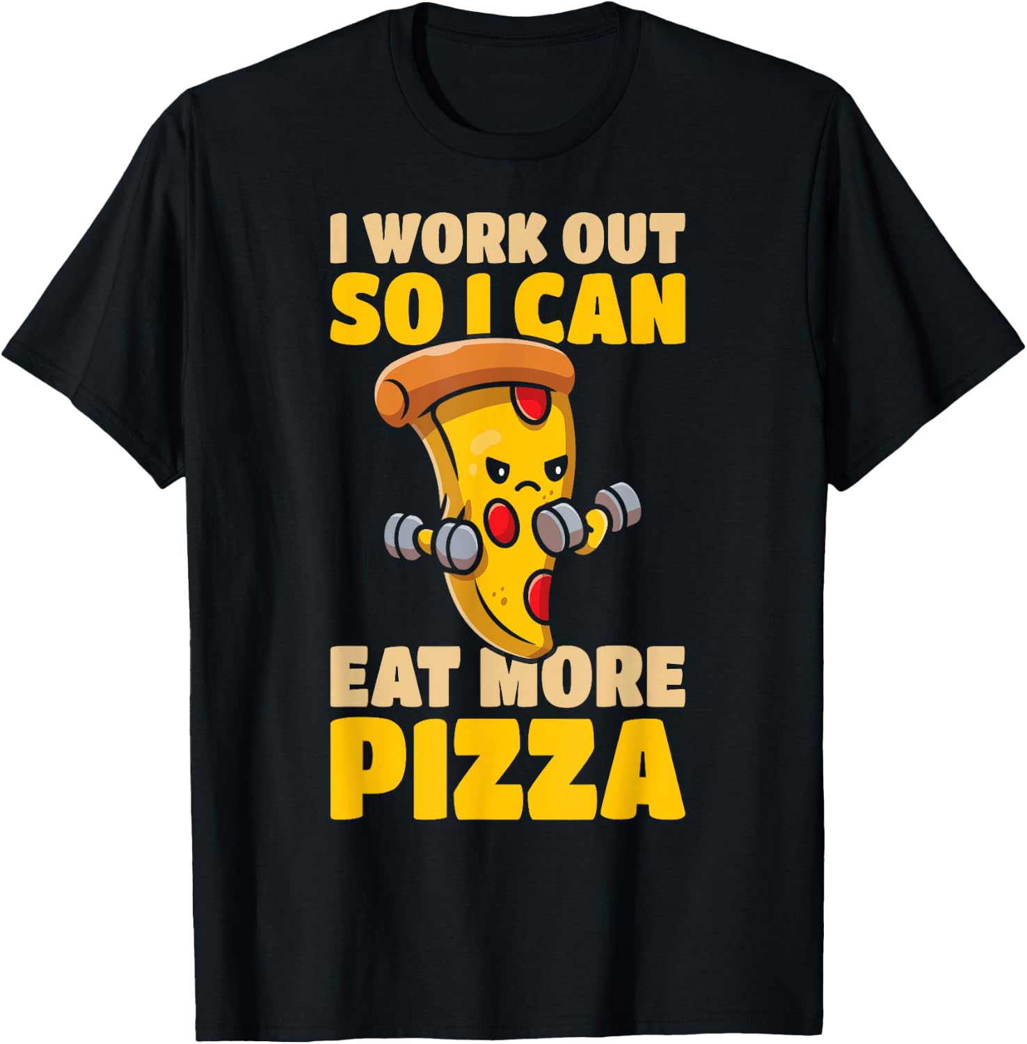 Italian I Work Out So I Can Eat More Pizza Funny Pizza T-Shirt - T-Shirt | Black