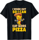 Italian I Work Out So I Can Eat More Pizza Funny Pizza T-Shirt - T-Shirt | Black