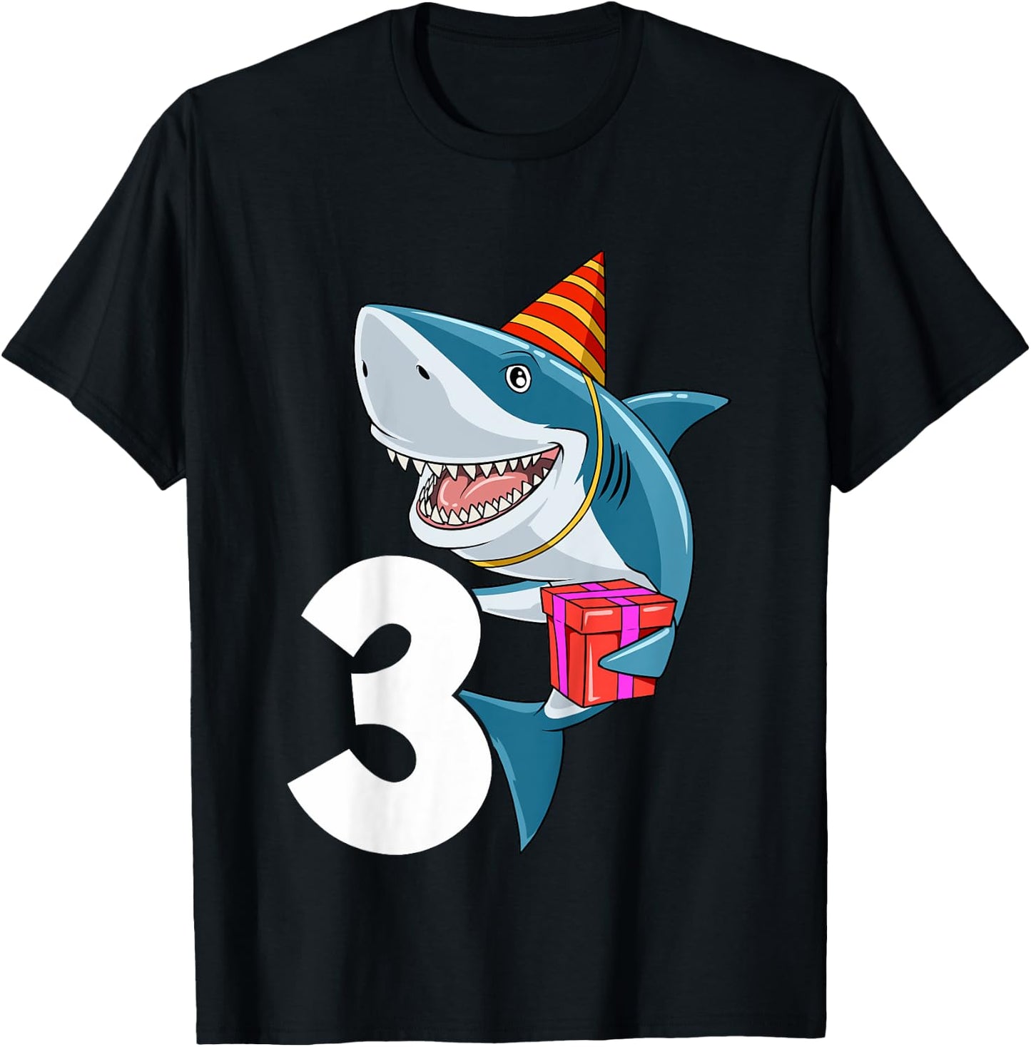 Kids Shark Birthday 3 Shark 3rd Birthday Outfit Shark 3rd Party T-Shirt - T-Shirt | Black