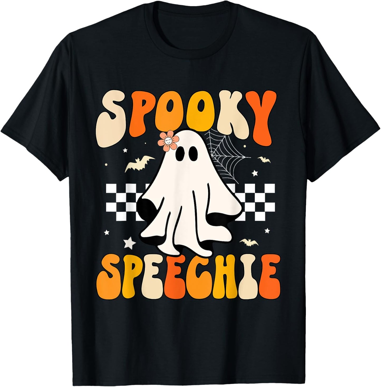 Retro Speech Therapy Halloween Spooky Speechie Language T-Shirt - T-Shirt | Black