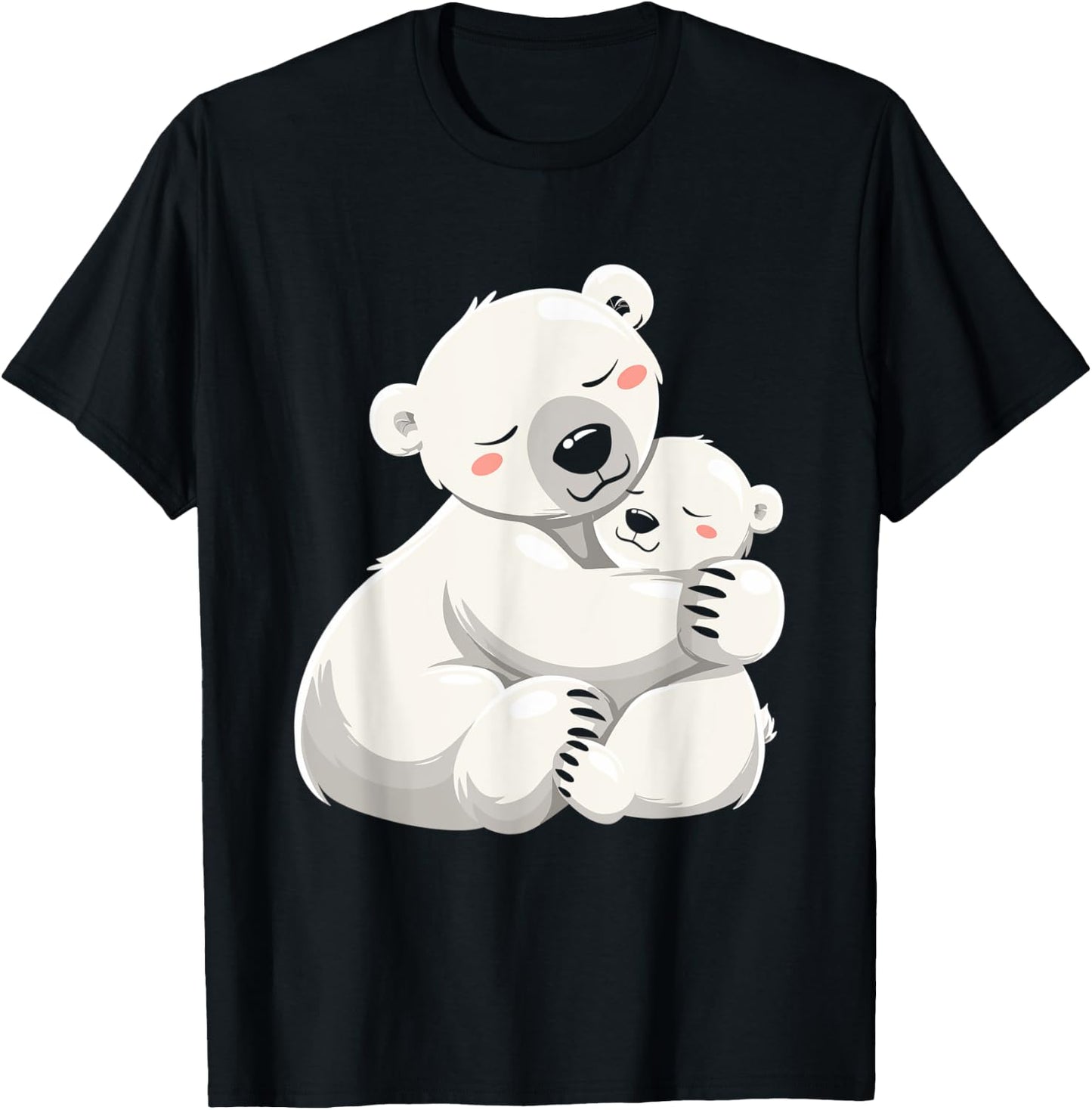 Cute Bear Moms Mothers Day Polar Bear Mom Hugging Baby T-Shirt - T-Shirt | Black