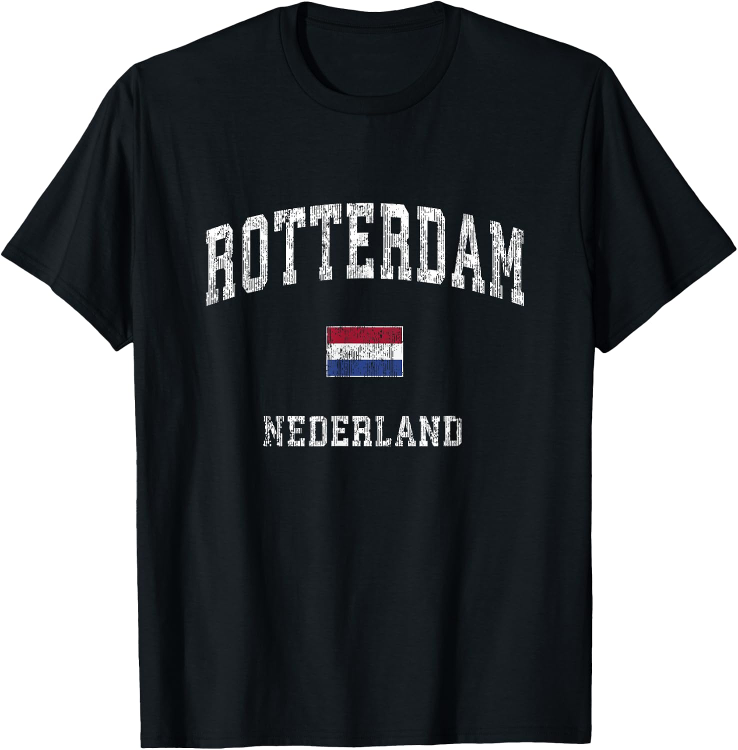 Rotterdam Netherlands Vintage Athletic Sports Design T-Shirt - T-Shirt | Black