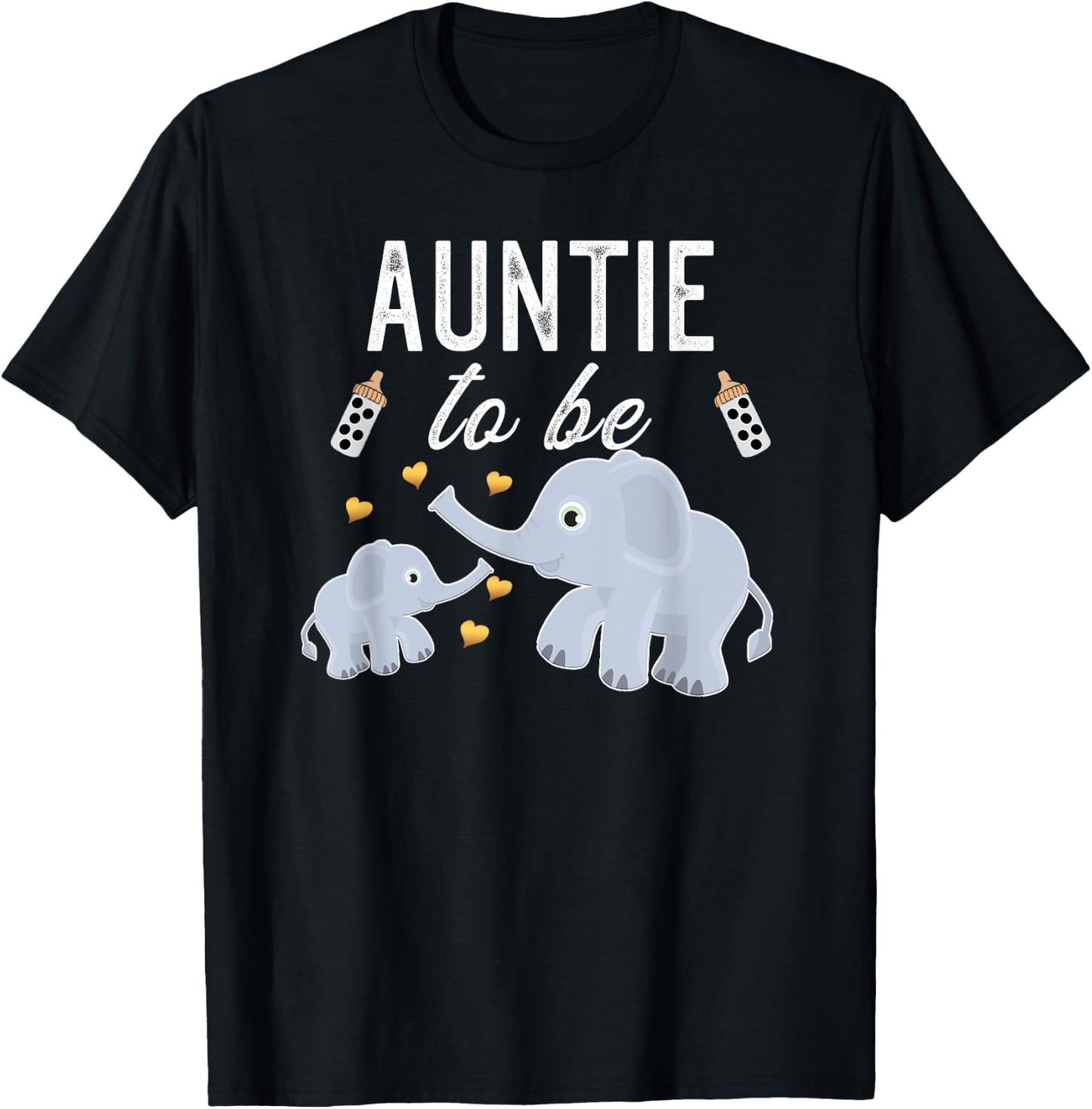 Auntie To Be Elephant Baby Shower Auntie T-Shirt - T-Shirt | Black