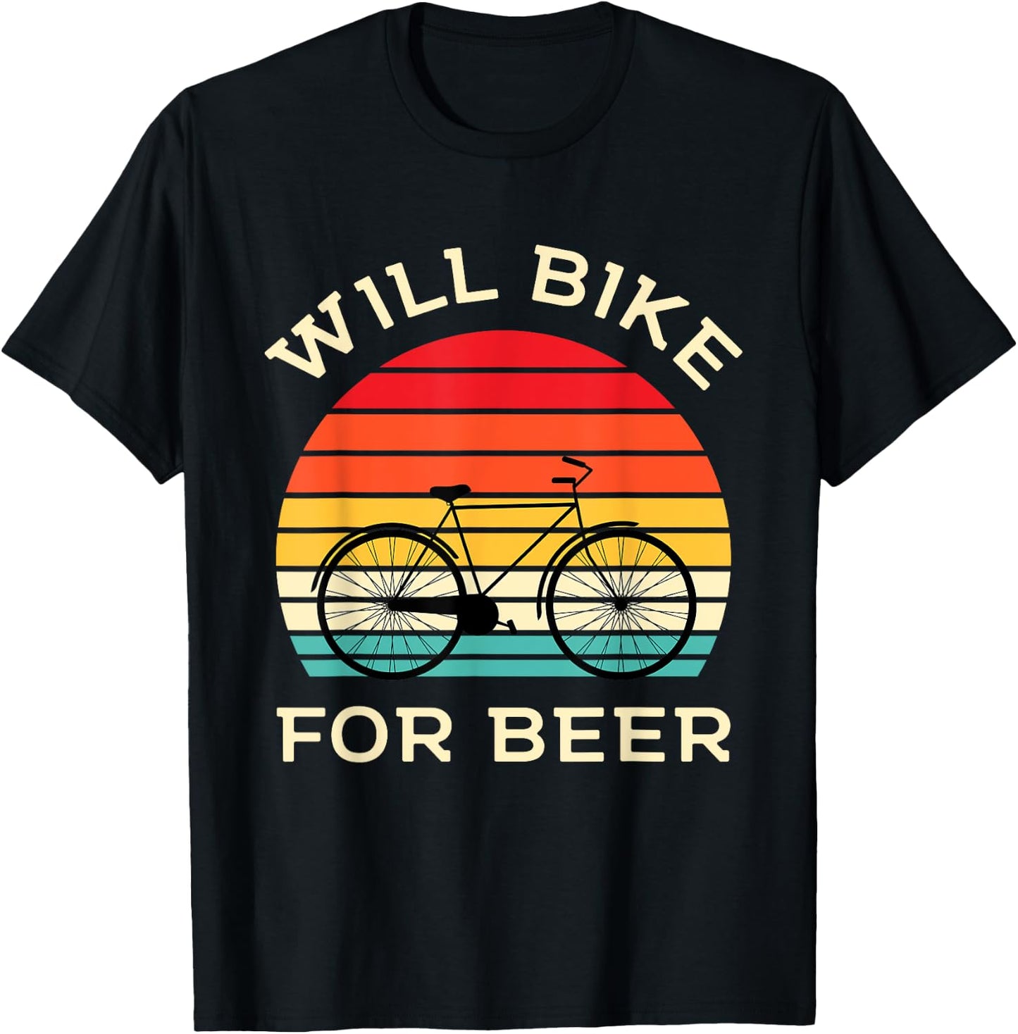 Will Bike for Beer - Funny Cycling & Beer Lover T-Shirt - T-Shirt | Black