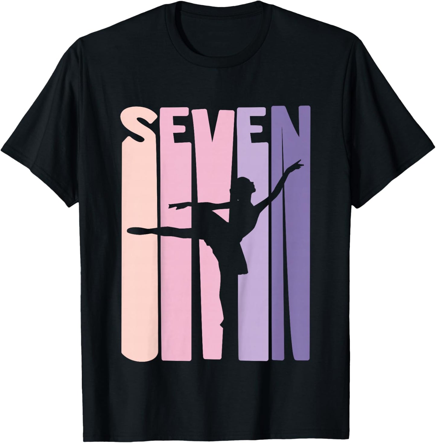 7th Birthday Gift Ballet Dancer 7 Years old Ballerina Girl T-Shirt - T-Shirt | Black