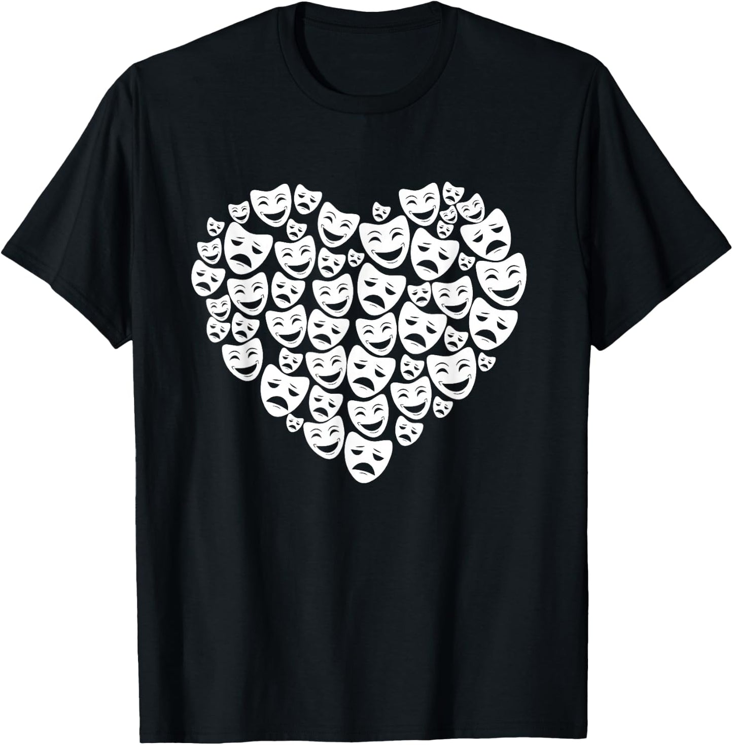 Drama Theatre Mask Lover Heart Gift Actress T-Shirt - T-Shirt | Black