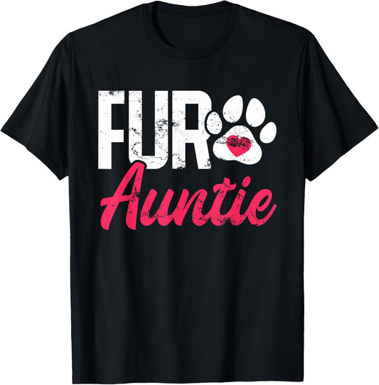 Fur Auntie Breed Paws Dogs Paw Print Puppy Pup Top Dog Breed Women T-Shirt - T-Shirt | Black