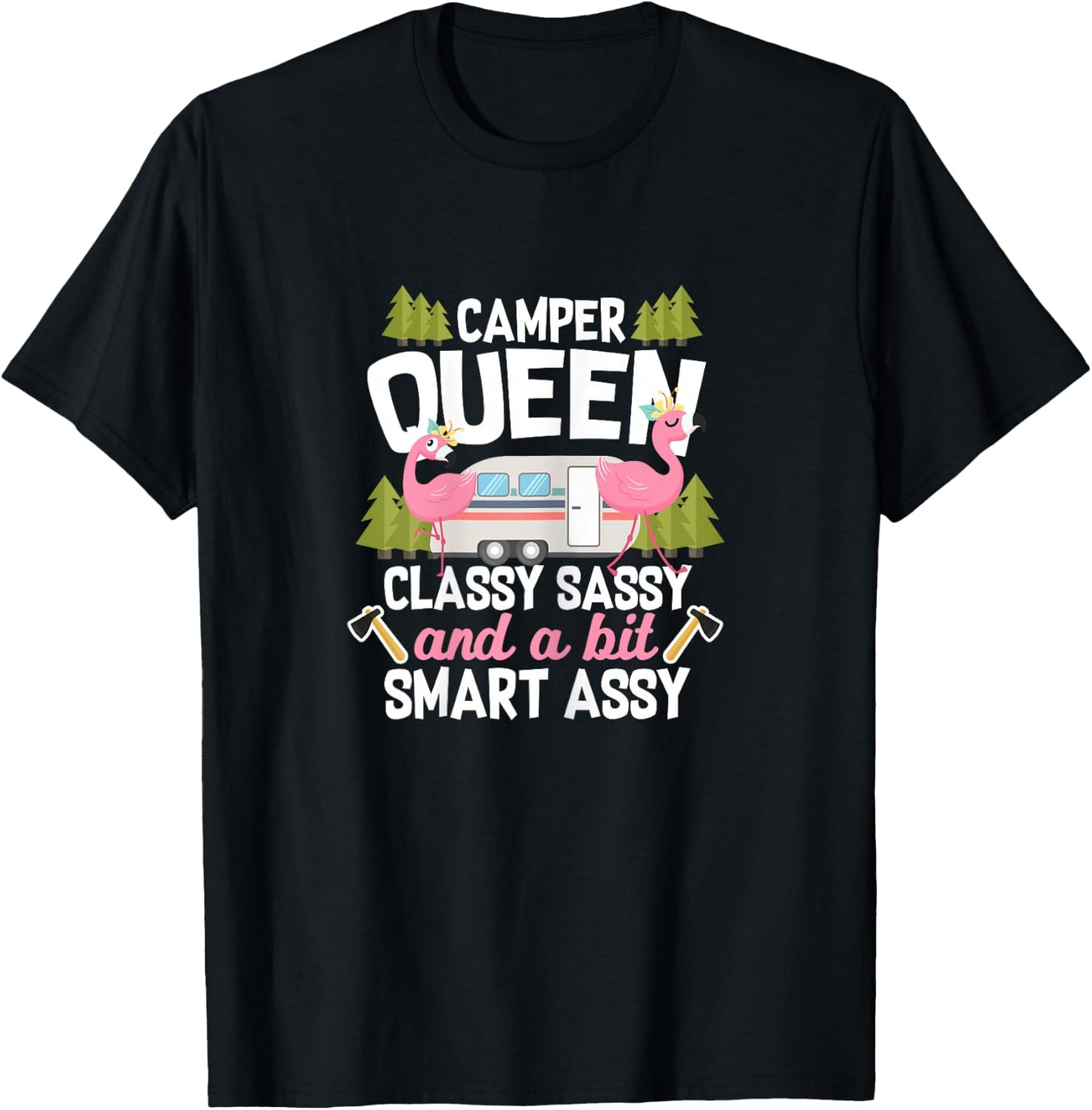 RV Camping Camper Classy Sassy and a Bit Smart Assy Flamingo T-Shirt - T-Shirt | Black