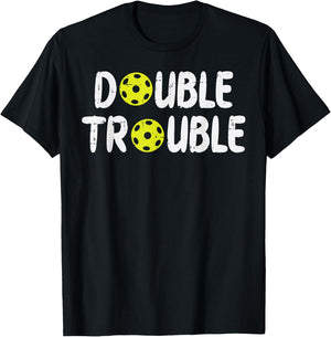 Double Pickleball Trouble Pickle Ball Matching Men Women Kid T-Shirt - T-Shirt | Black