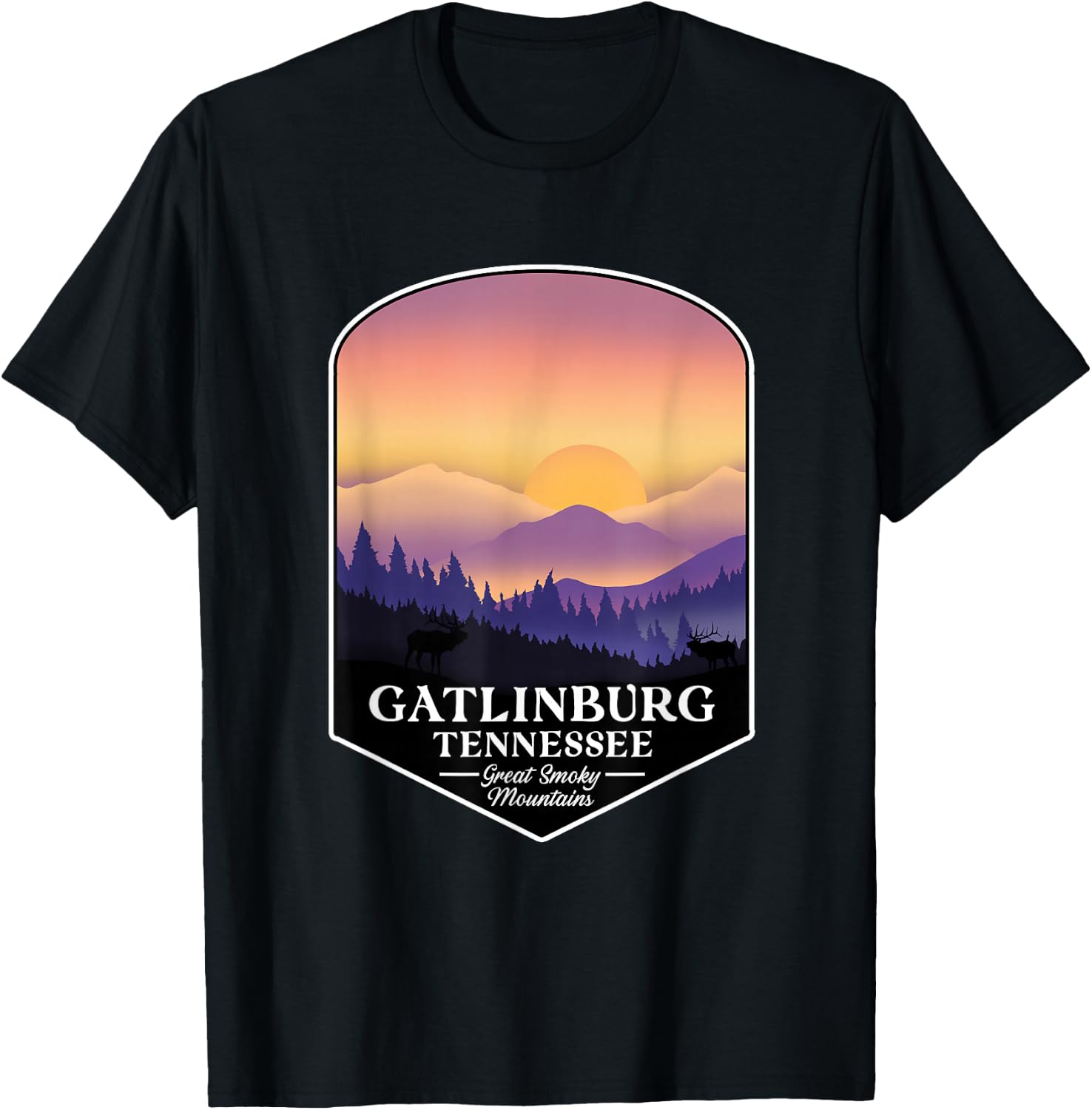 Great Smoky Mountains - Gatlingburg Tennessee Hiking T-Shirt - T-Shirt | Black