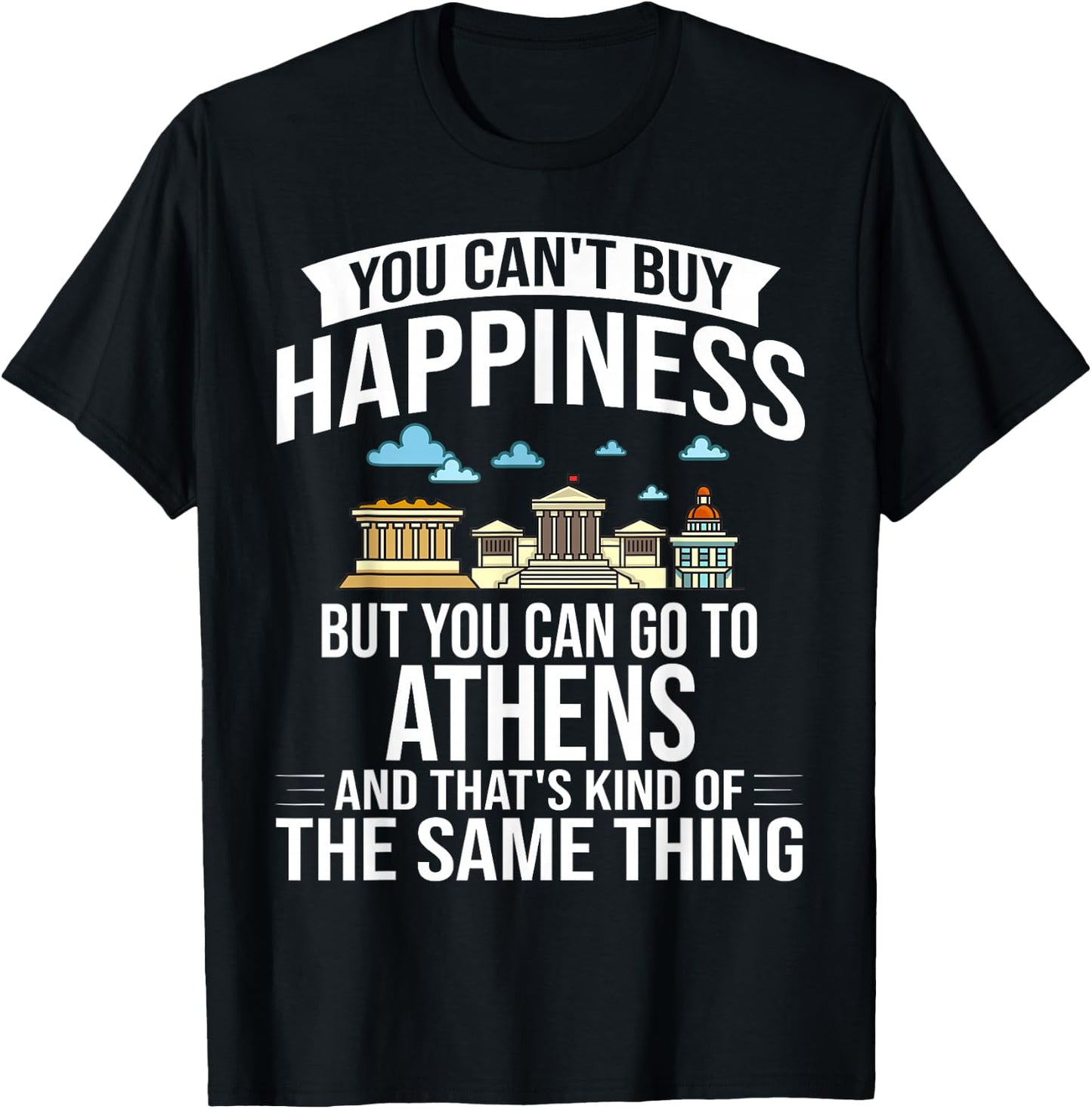 Athens Greece City Skyline Map Travel T-Shirt - T-Shirt | Black