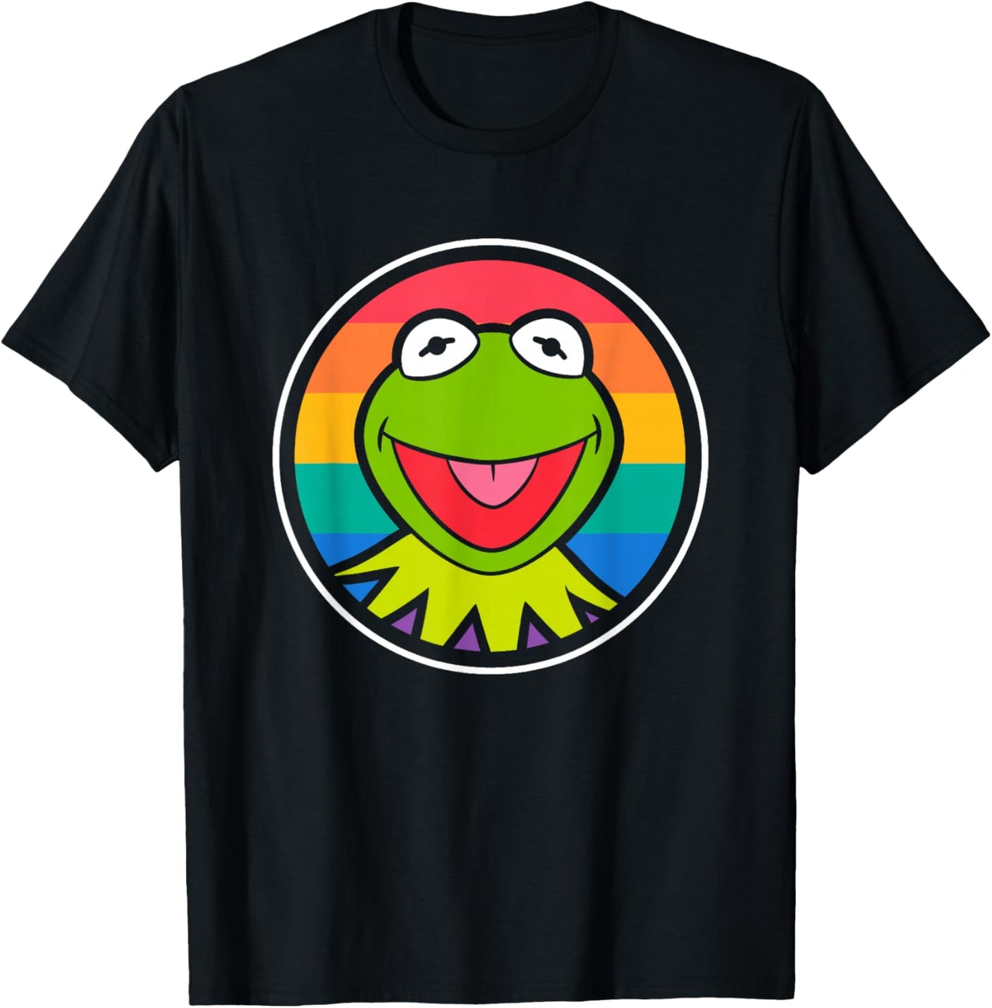 Disney The Muppets Kermit Rainbow Face Portrait T-Shirt - T-Shirt | Black