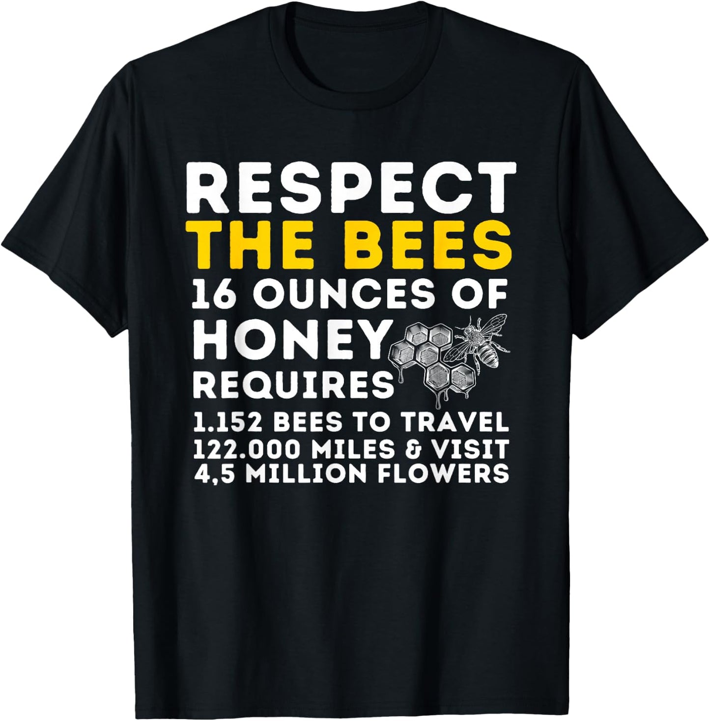 Respect The Bees - Bee Lover Beekeeping & Beekeeper Small T-Shirt - T-Shirt | Black