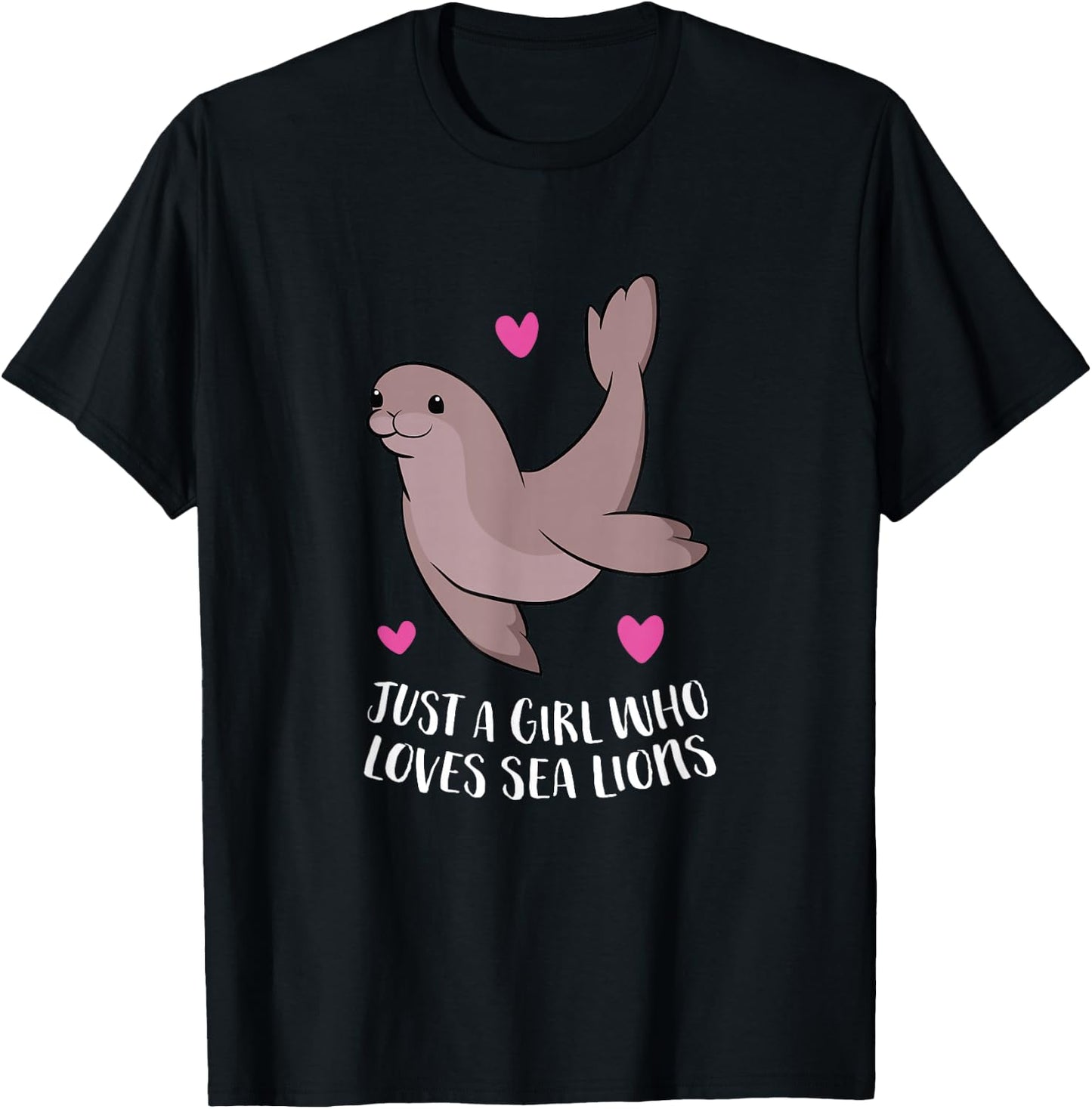 Just a Girl Who Loves Sea Lions Cute Sea Lion Girl T-Shirt - T-Shirt | Black