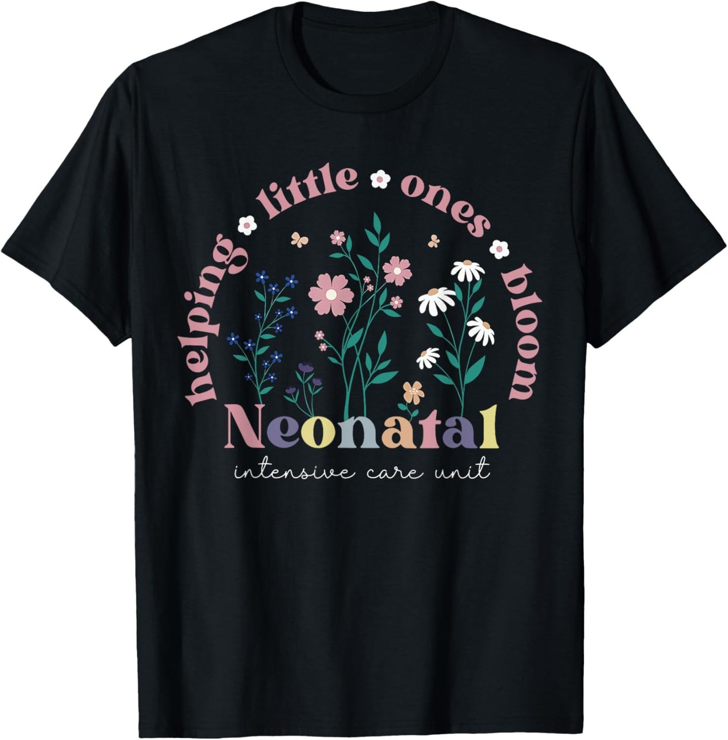 Wildflower Neonatal Intensive Care Unit NICU Nurse Groovy T-Shirt - T-Shirt | Black