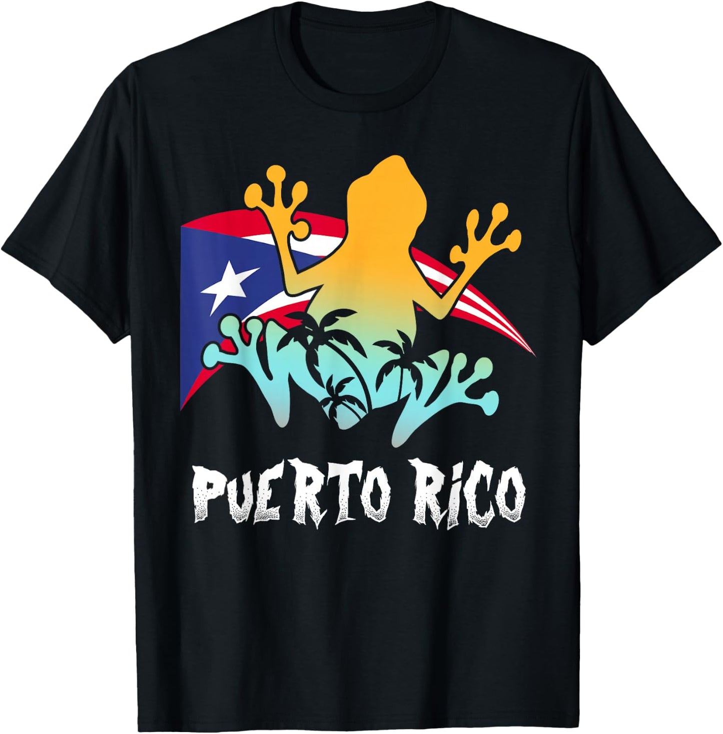 Distressed Style Puerto Rico Frog Gift design Puerto Rico! T-Shirt - T-Shirt | Black