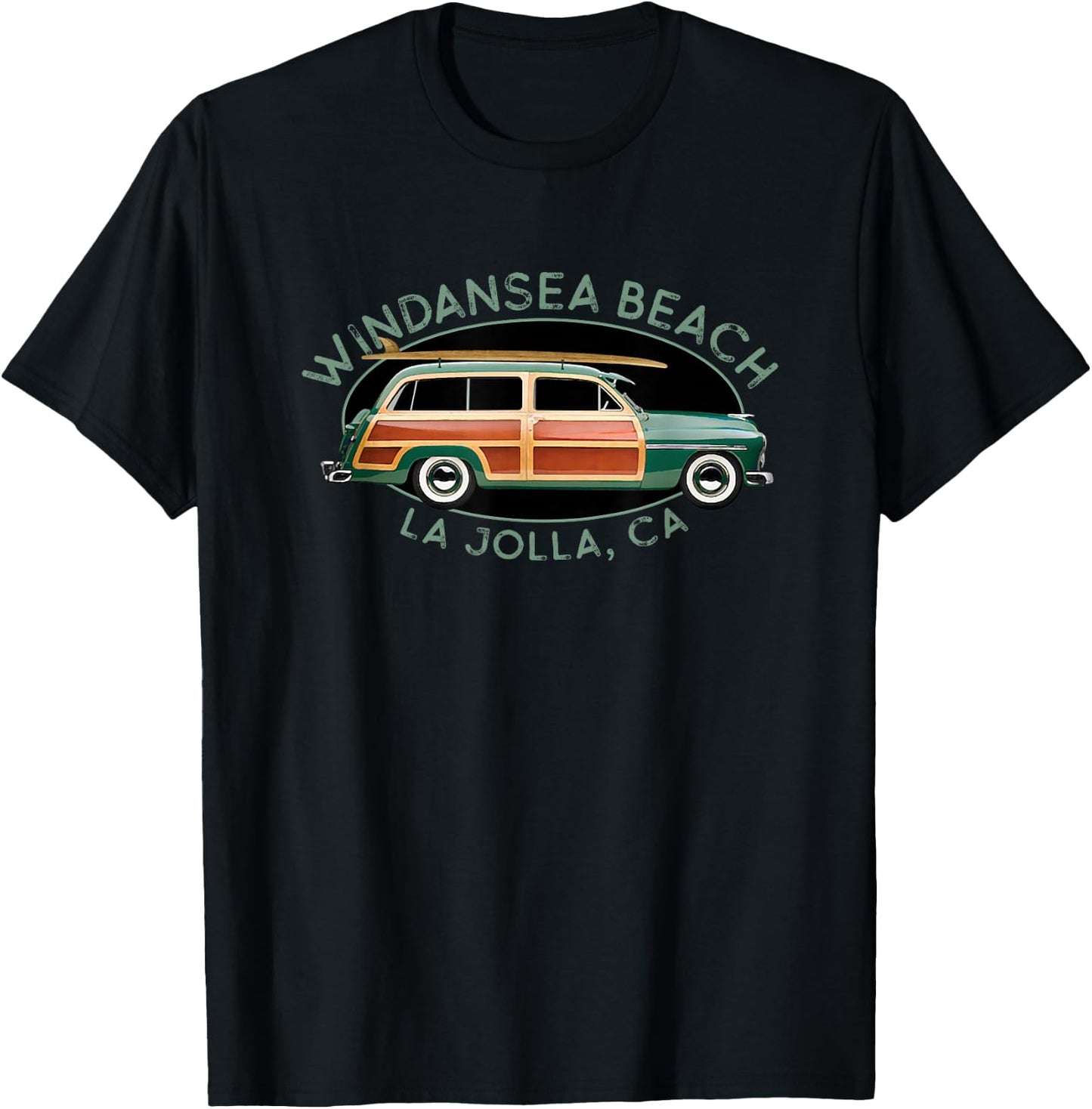 Windansea Beach, La Jolla, California Vintage Surfing T-Shirt - T-Shirt | Black