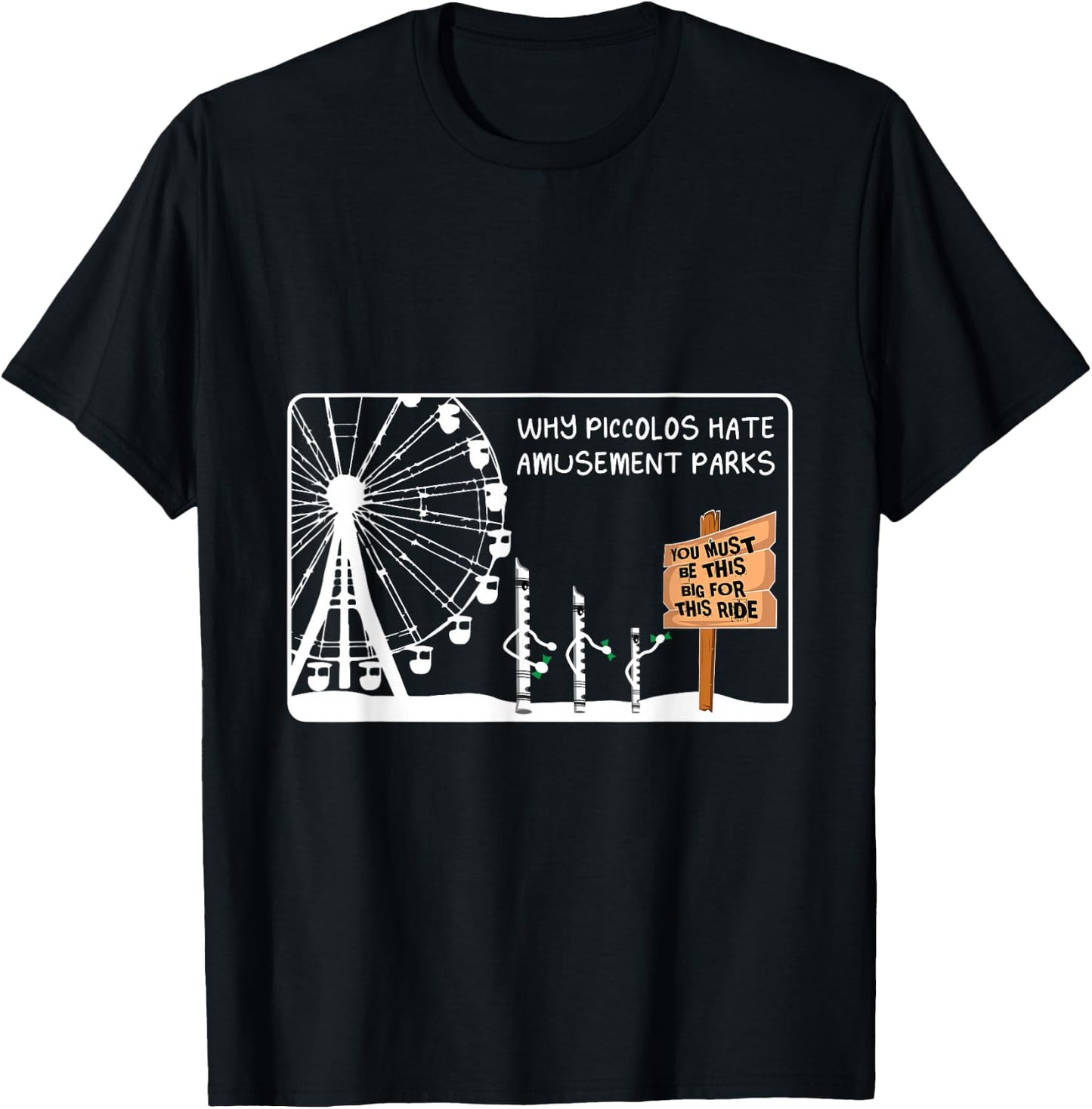 Piccolo Funny Flute Player T-Shirt - T-Shirt | Black