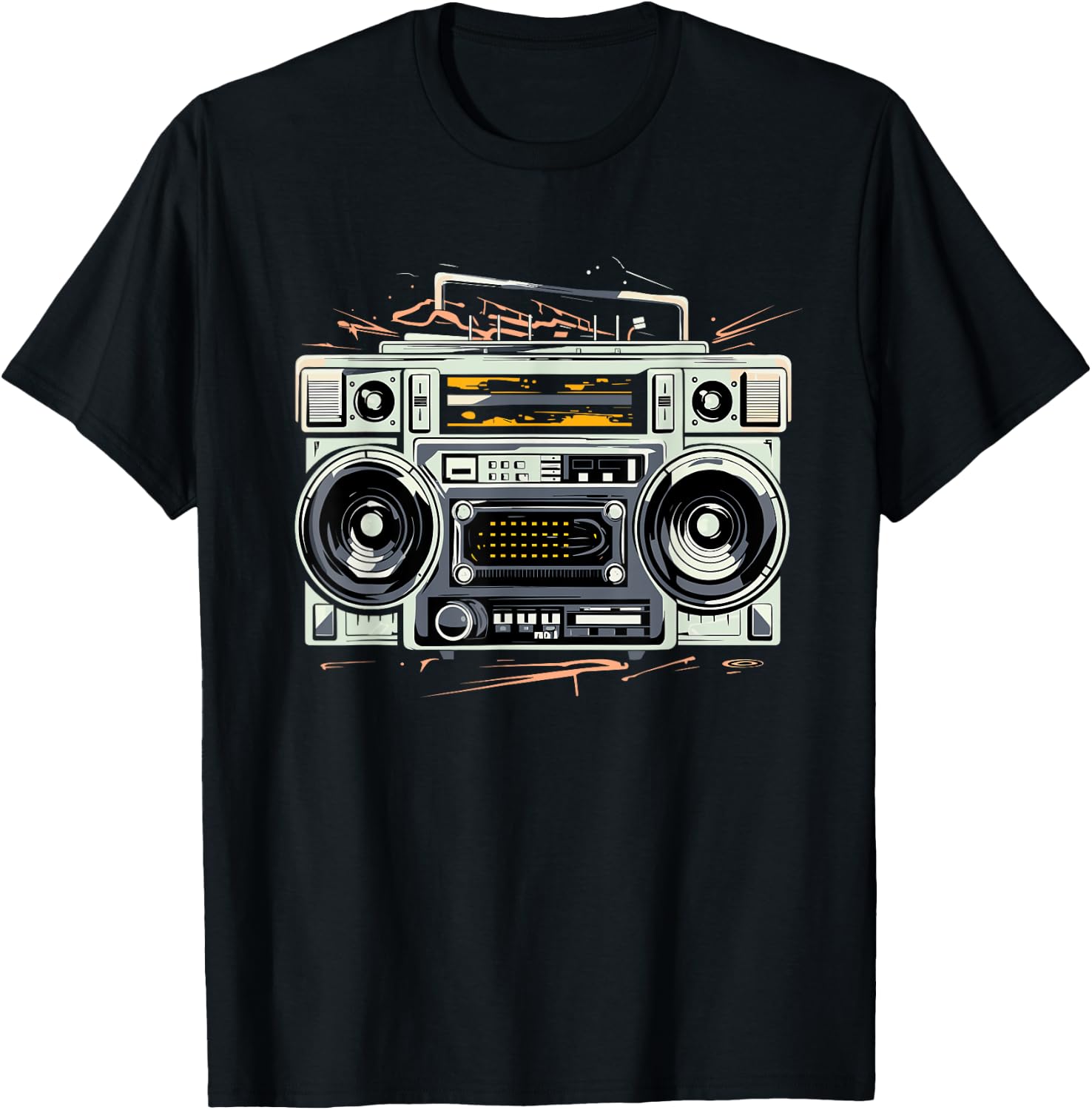 Ghetto Blaster Hip Hop 80's 90's Street Gangster Rap Lover T-Shirt - T-Shirt | Black