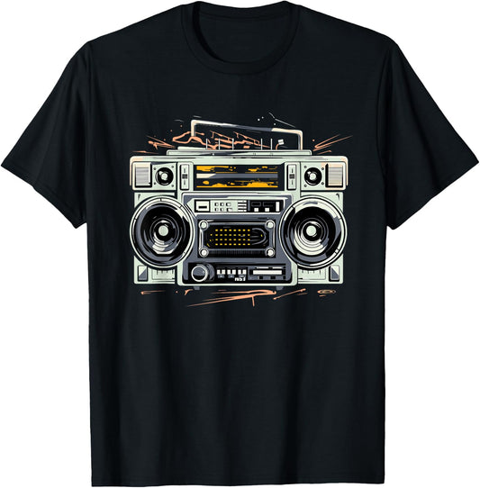 Ghetto Blaster Hip Hop 80's 90's Street Gangster Rap Lover T-Shirt - T-Shirt | Black