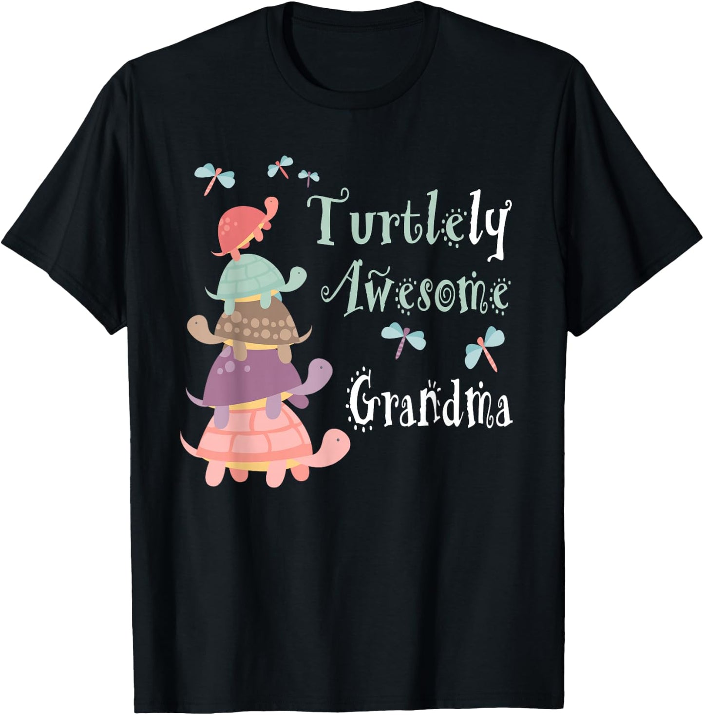 Fabulously Festive Family Gifts - Best Grandma Ever - Whimsical Grandma With Cute Turtles T-Shirt - T-Shirt | Black