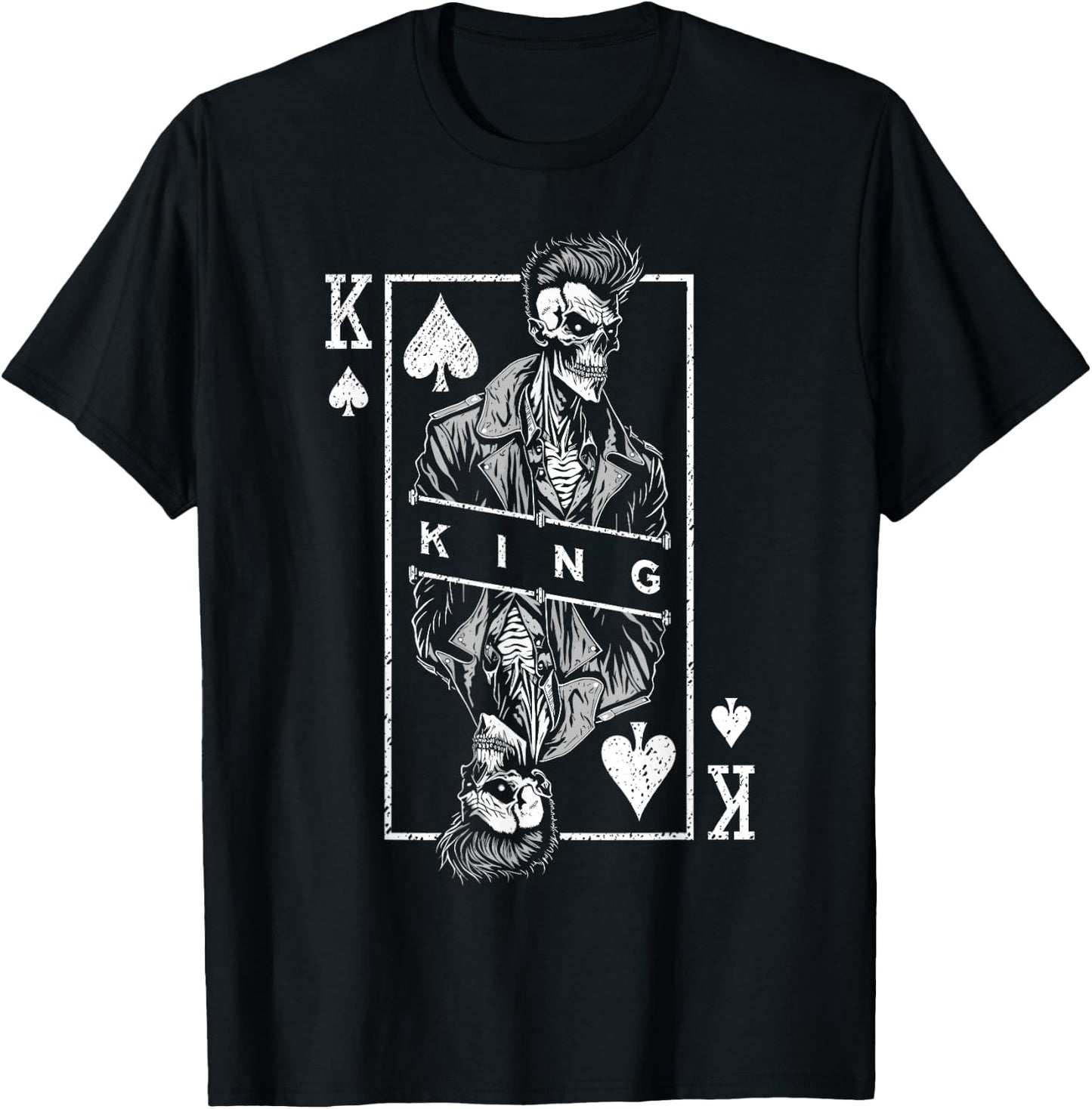 King Of Spades Poker Biker Zombie Halloween Playing Card T-Shirt - T-Shirt | Black