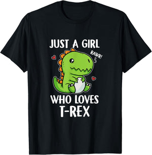 Just A Girl Who Loves T-Rex Funny Dino T-Rex Costume T-Shirt - T-Shirt | Black