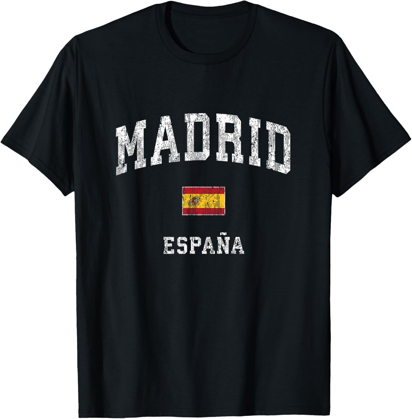 Madrid Spain Espana Vintage Athletic Sports Design T-Shirt - T-Shirt | Black