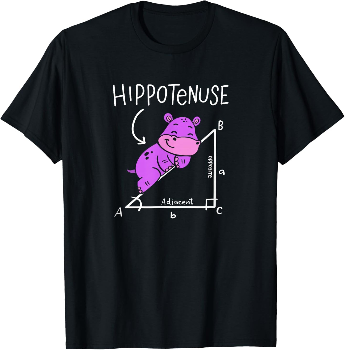 Hippopotamus Geometry Funny Math Lover Hypotenuse Costume T-Shirt - T-Shirt | Black