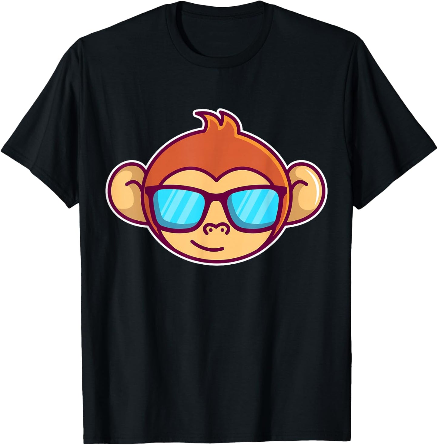 Cute Monkey With Sunglasses For Kids Who Love Monkeys T-Shirt - T-Shirt | Black