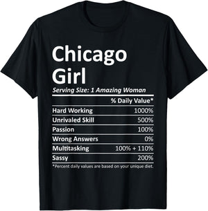 Chicago Girl IL Illinois Funny City Home Roots USA Gift Small T-Shirt - T-Shirt | Black